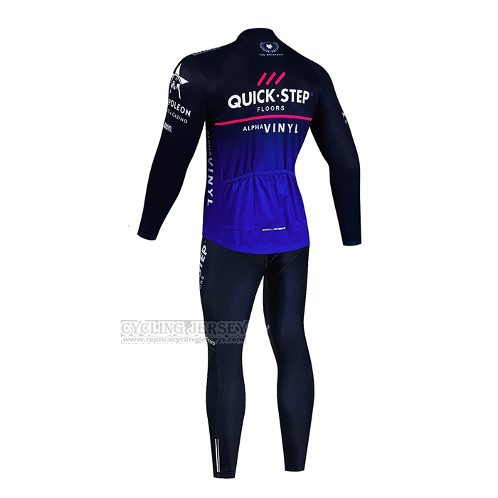 2023 Cycling Jersey Deceuninck Quick Step Black Blue Long Sleeve and Bib Short